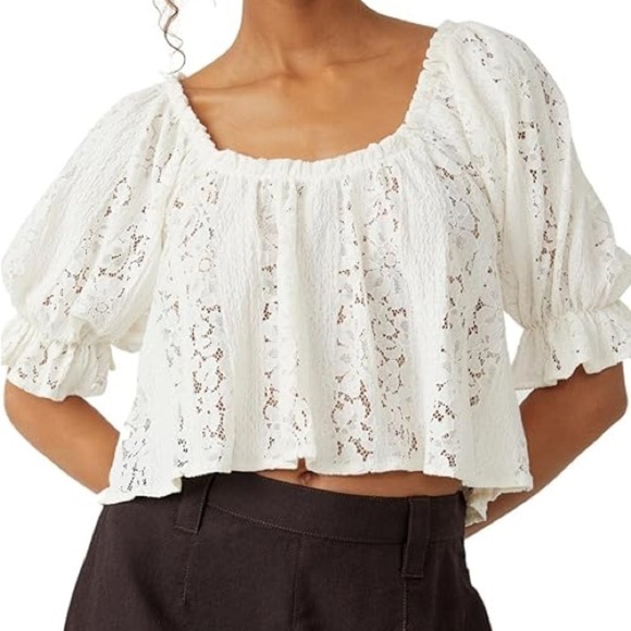 Free People- Stacey Lace Top S - Picture 3 of 10